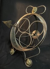 Blacksmith Made Steel And Brass Lion Roman Armillary Sphere Sundial Sculpture