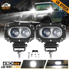 Pair 4"inch LED Work Light Bar Spot Cube Pods White Driving Fog Lamps Offroad US