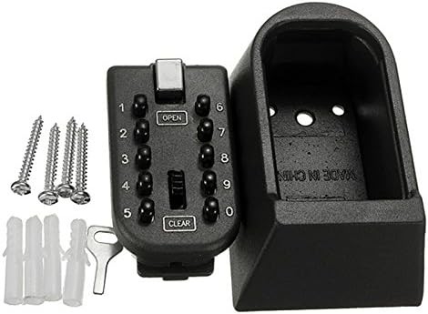 Indoor & Outdoor Key Lock Box Wall Mounted Push Button Combination Black - Picture 8 of 8