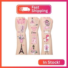 Yoyuspy Pink Paris Temporary Tattoos - 200 Paris Themed Party Decorations Favor