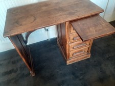 Antique Victorian Childs Desk Writing Desk with wooden arm rest 