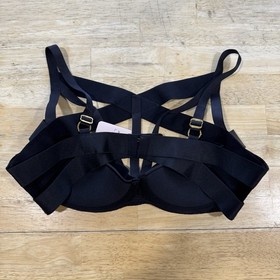 Agent Provocateur Whitney High Neck Underwired Black Bra AP4 36D Silk Straps NEW