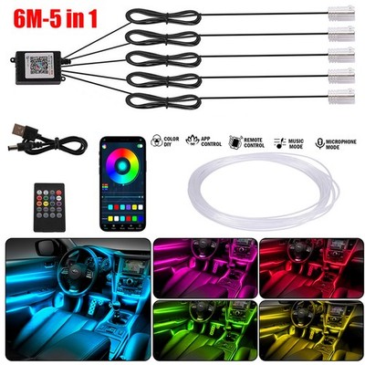 RGB LED Car Fiber Optic Interior Lamp Decor Ambient Light Strips App Control New