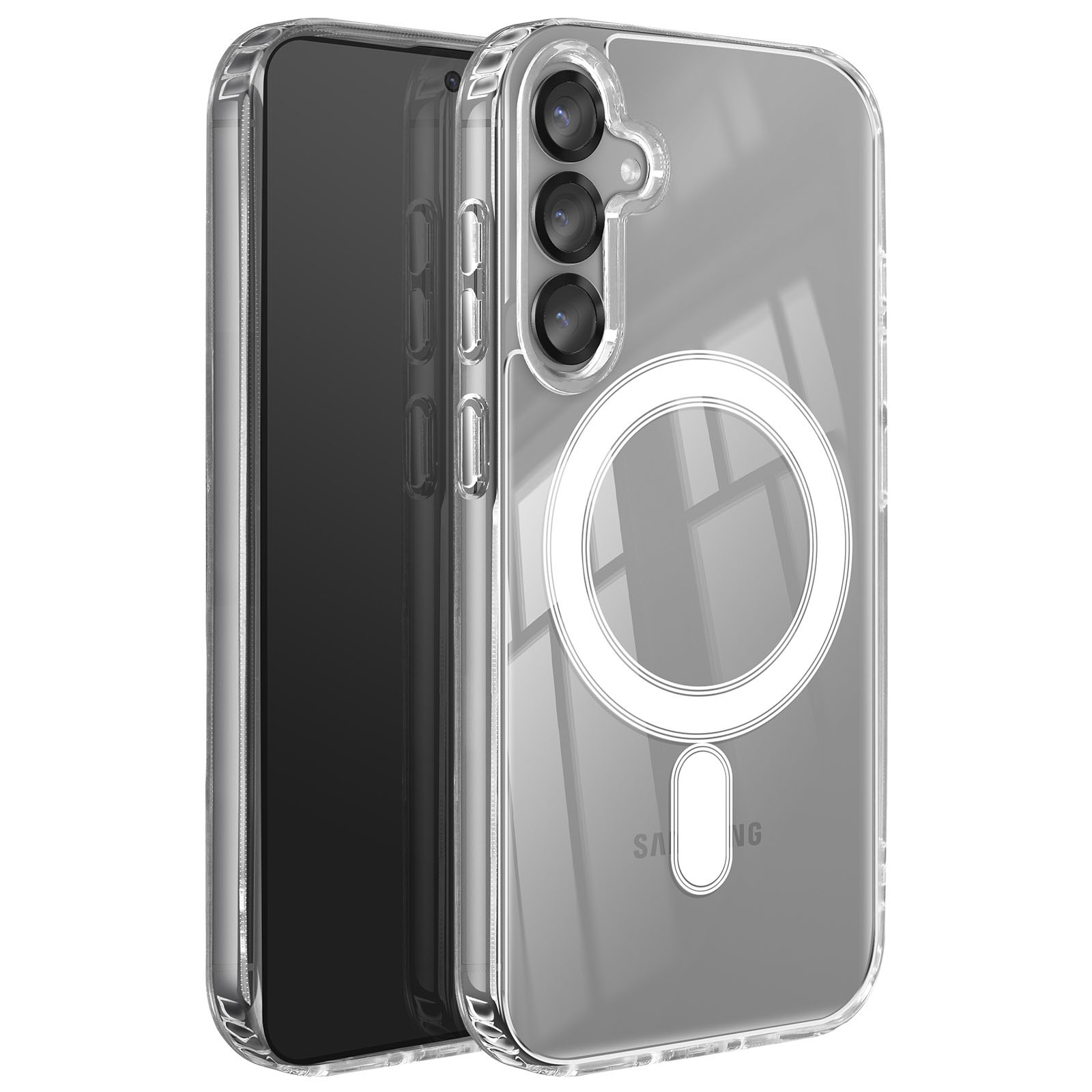 Coque transparente Galaxy S25 Plus idéale pour charger sans fil en voiture MagStick