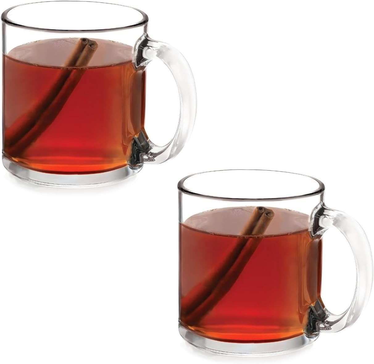 Bexter Pack of 2 Clear Glass Coffee Mugs – 13 oz Heavy-Duty 13 oz, 