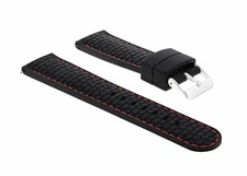 24MM SILICONE RUBBER DIVER WATCH STRAP BAND FIT FOR FERRARI WATCH BLACK RED STIT