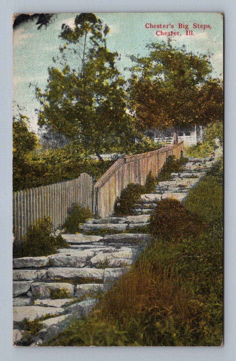Antique Illinois Postcard CHESTER Big Steps Stone Path 1912