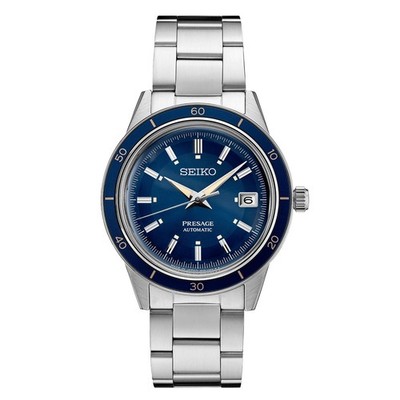 Seiko Presage SRPG05 40.8mm Blue Dial Automatic Men Watch Vintage Style 60's