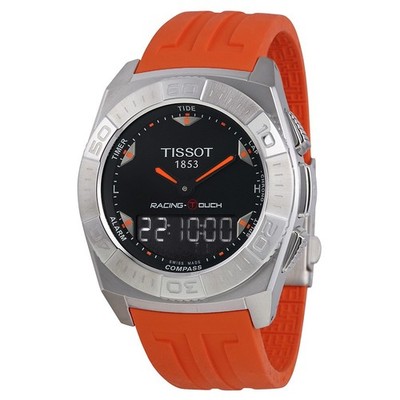 Tissot Racing T-Touch Black Dial &  Orange Strap Mens Watch T002520A