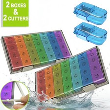 Large Pill Organizer Case Week 4 Times a Day Moisture-Proof 2 Pill Box 2 Cutter