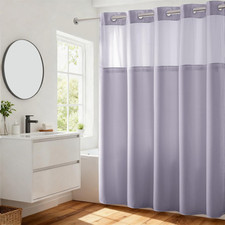 Heavyweight No Hook Required Dotted Waffle Weave Shower Curtain w/ Snap in Liner