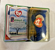 TY PEANUT The Royal Blue Elephant 1995 McDonald's Beanie Baby Sealed Teenie