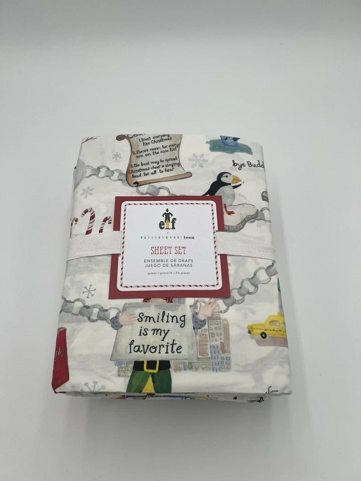 Pottery Barn 青少年精灵™ 床单套装 - 大号 - 假日床上用品全新带标签 — 第 2/4 张图片