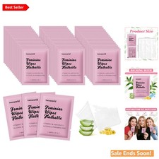 Pack of 50 Unscented Flushable Feminine Wipes - Individually Wrapped Travel Size