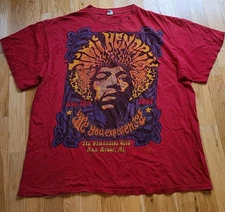 Vintage Jimi Hendrix Aug 15th 1967 Are You Experienced Original Concert Tee Red