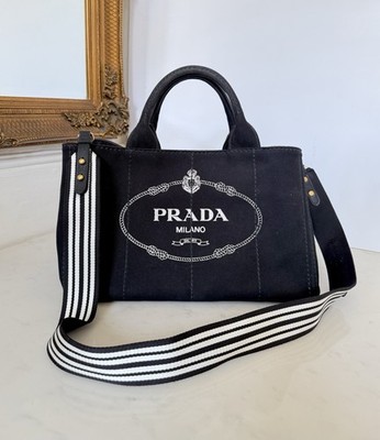 Prada Logo Canvas große Tasche Strandtasche authentisch