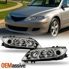 For 2003-2005 Mazda 6 Wo Fog Lamp Projector Headlights Headlamp Chrome Assembly