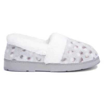 The Slipper Company Womens Slippers Grey Adults Ladies Full Faux Fur Lined SIZE