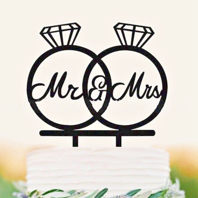 Cake Topper Mr & Mrs Interlocking Rings Black Acrylic Cake Topper eBay