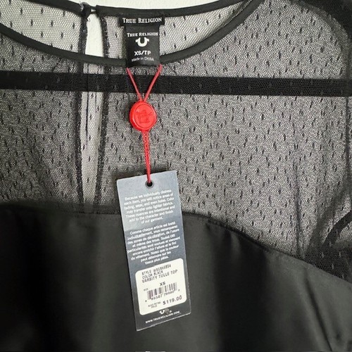 True Religion Black Varsity Tulle Top Blouse Size XS NEW!!! - Picture 7 of 8