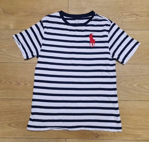 14-15 Years Boys Ralph Lauren Polo T-shirt Striped Large Logo (87)