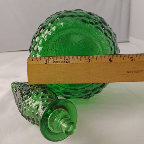 MCM Vtg Empoli 22" Italian Bubble Art Glass Genie Bottle Decanter Emerald Green - Picture 6 of 9