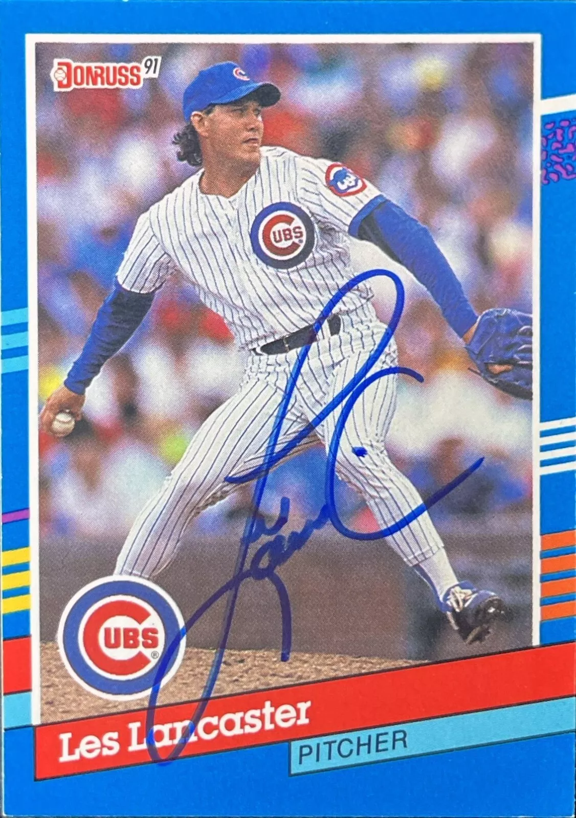 1991 Donruss #256 Les Lancaster Chicago Cubs AUTO SIGNED COA