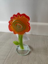 New Boxed Nobile Glassware Glass Ornament Fused Glass Orange Flower 920-14