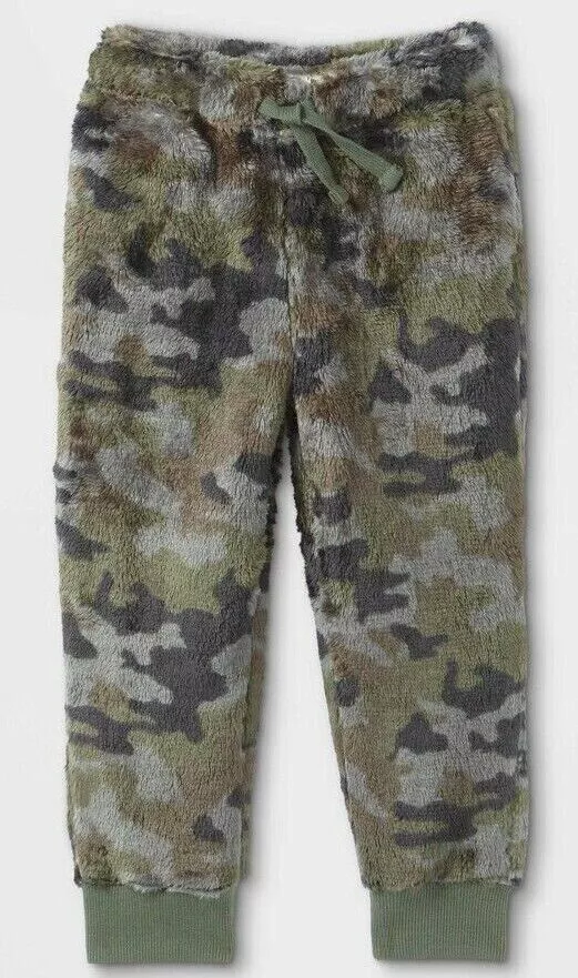 Cat Jack Sherpa Jogger Pull On Pants Camo Green Toddler Boys 2T Drawstring