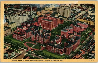 Aerial View Postcard John Hopkins Hospital Group Baltimore MD ...