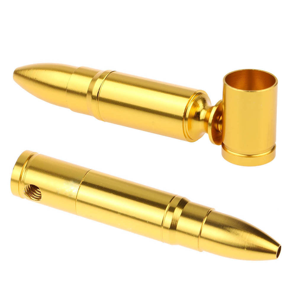 80mm Gold Bullet Aluminum Secret Novelty Tobacco Smoking Pipe Fast Free  Shipping