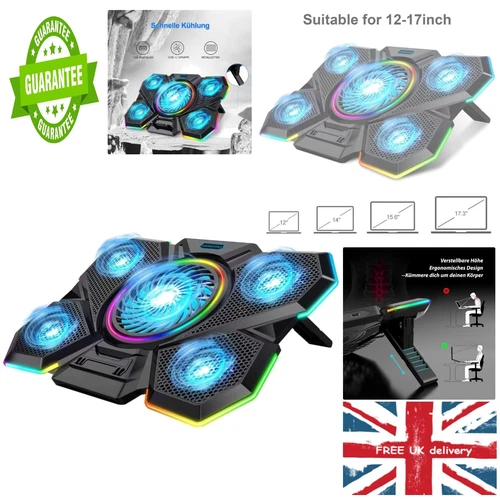 LIANGSTAR Laptop Cooler, Laptop Cooling Pad with 5 Silent Fans, RGB Laptop Stand