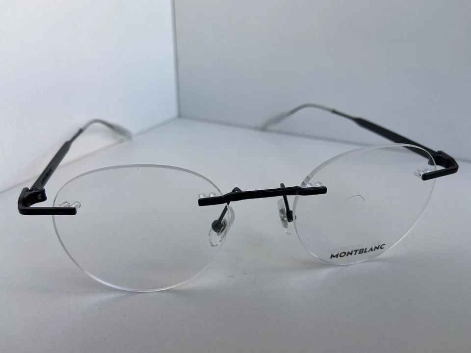 Gafas redondas negras sin montura Montblanc MB148O 49 mm 49-20-145 para hombre y mujer  Foto 2 de 4