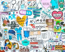 50 pcs "Nurse" Sticker Pack Nurse Mask Nursing Student Vaccinated Doctor Gift
