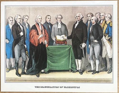 1976 Currier & Ives Book Print ~ The Inauguration of George Washington
