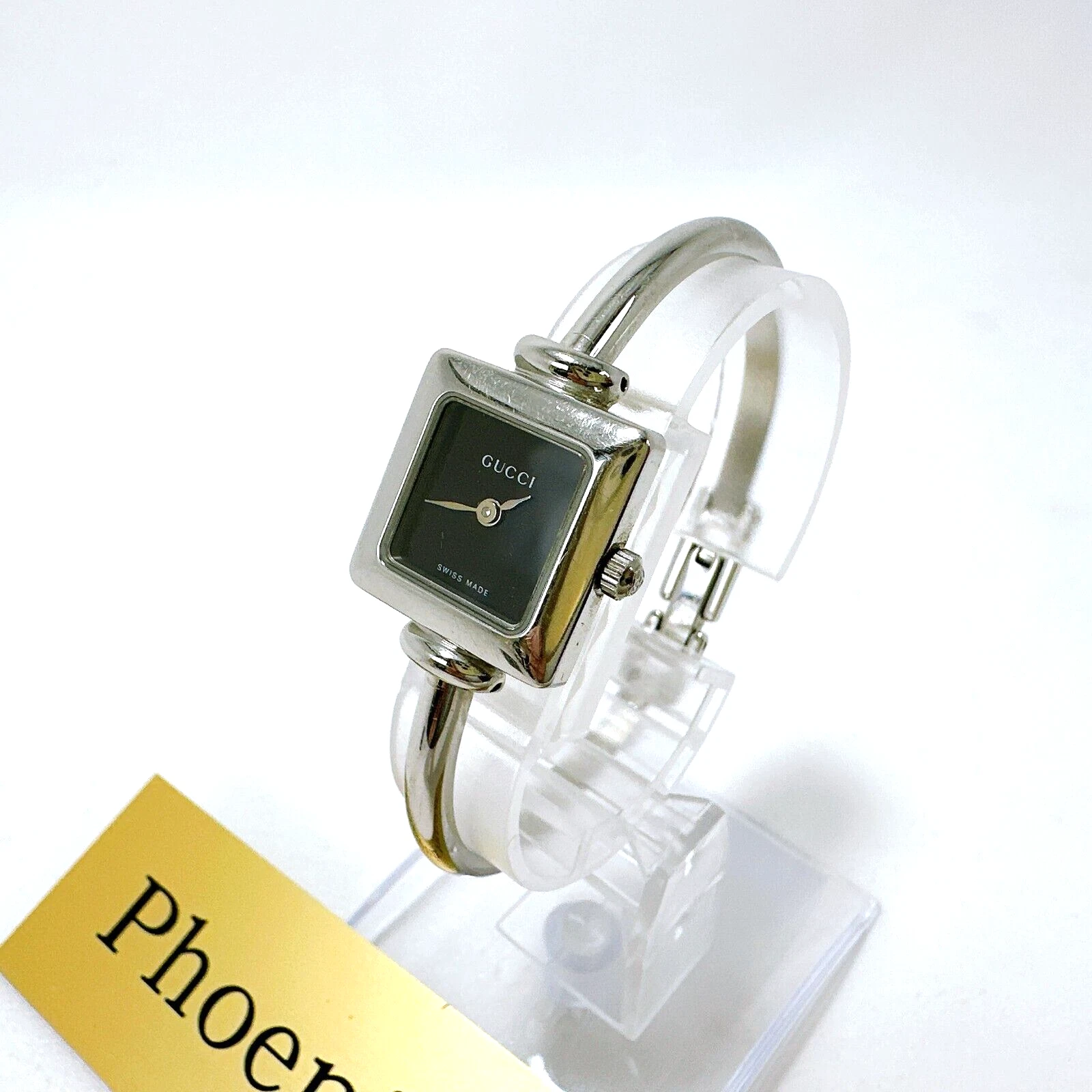 Montre GUCCI 1900L pour femme quartz carré noir argent