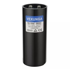 108-130 uF MFD 330 VAC 50/60 Hz Round Motor Start Capacitor CD60 Single Phase...