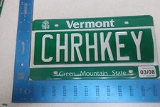 Vermont VT License Plate Tag Vanity 2008 08 Church Key CHRH Key CHRHKEY #1