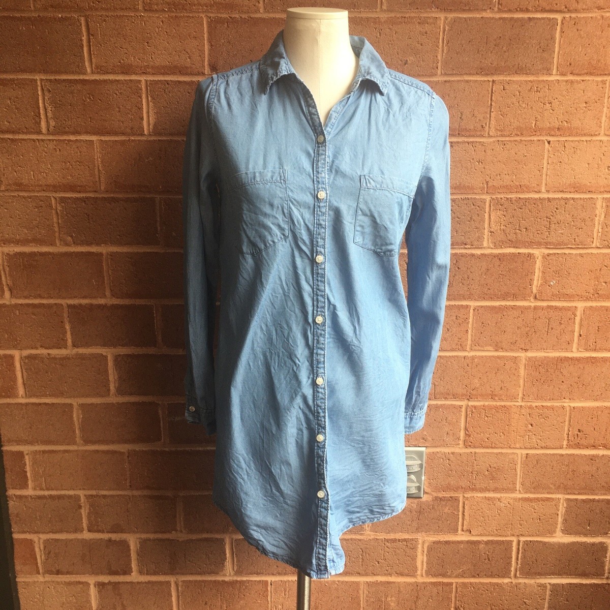 Aerie Long Sleeve Chambray Button Down Shirt Dress Aerie Long Sleeve Chambray Button Down Shirt Dress