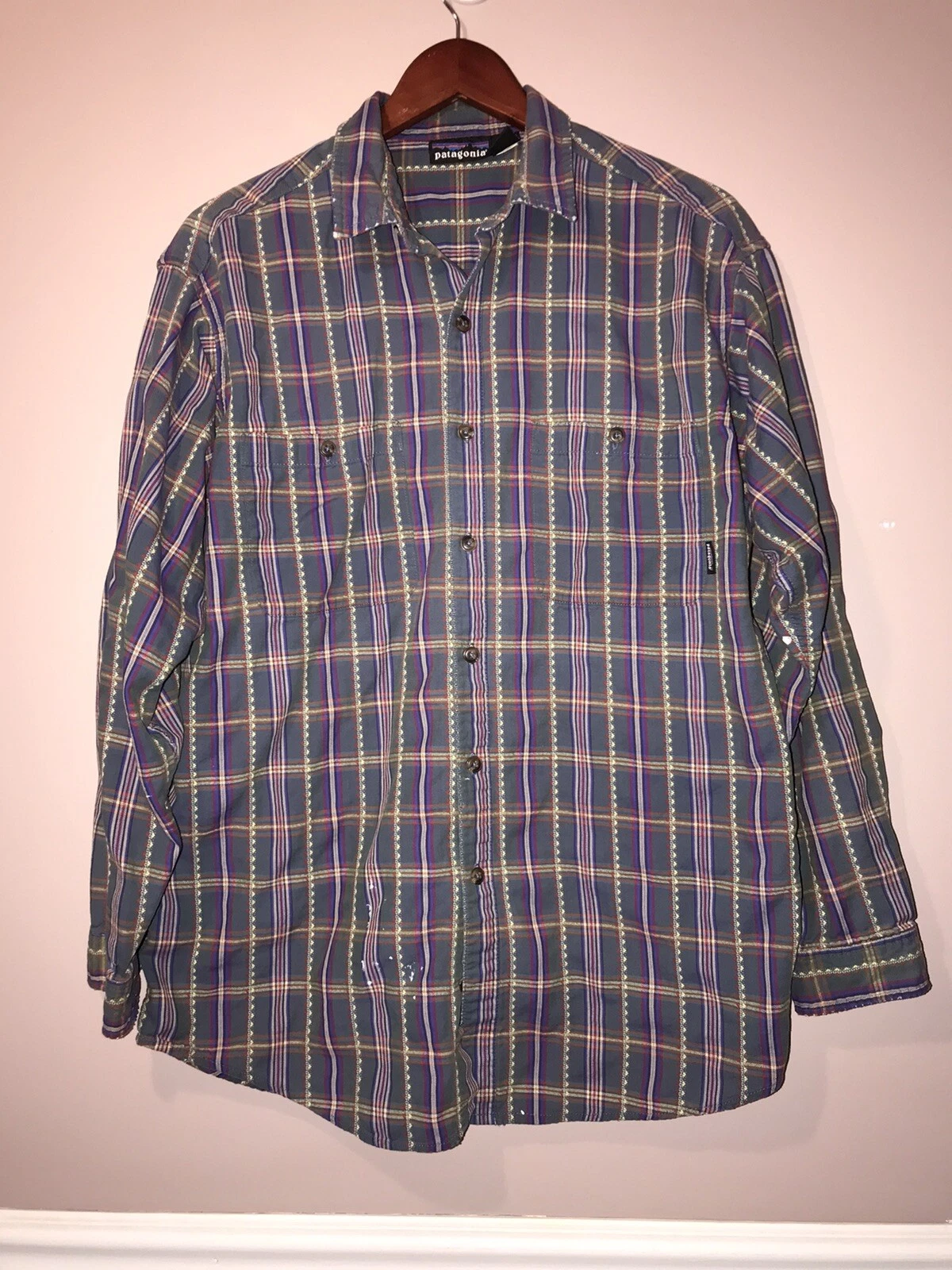 Nice PATAGONIA BUTTON DOWN SHIRT large HIKING OUTDOORS