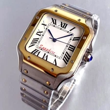 38mm  Luxury Two Tone Sapphire Crystal Glass Men White  Automatic NH35 Watches