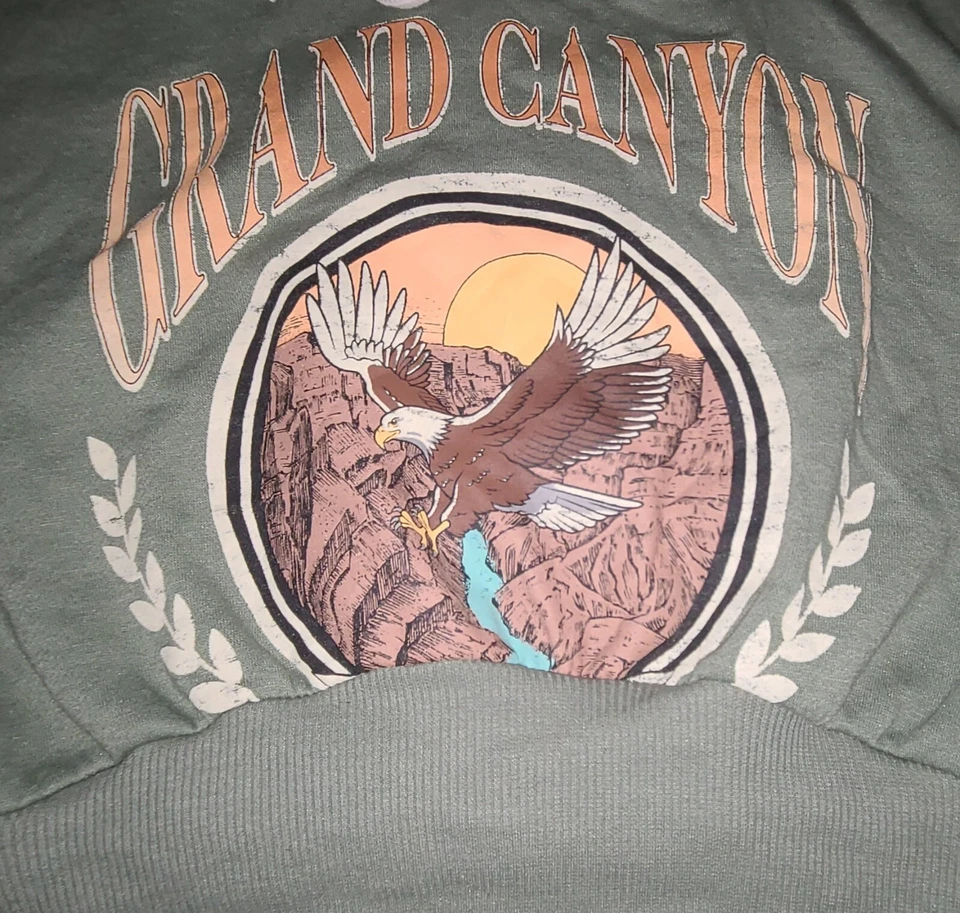 Sudadera Zoe + Liv Gran Cañón Con Capucha Recortada Gráfica - Verde X-Pequeña Foto 3 de 4