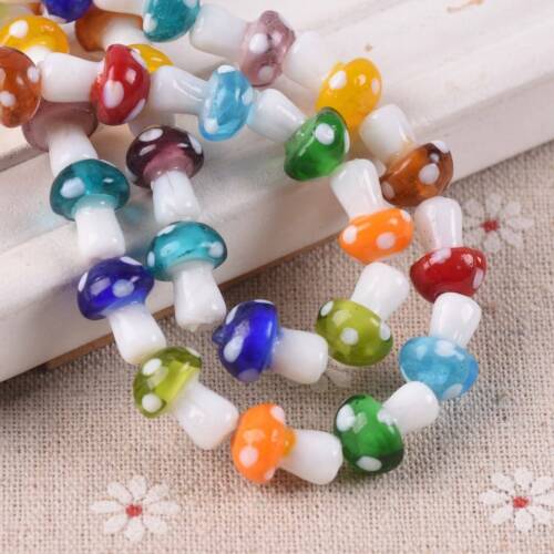 10pcs 13x10/17x12mm Mixed Mushroom Lampwork Glass Loose Craft Beads Jewelry DIY - Picture 1 of 21