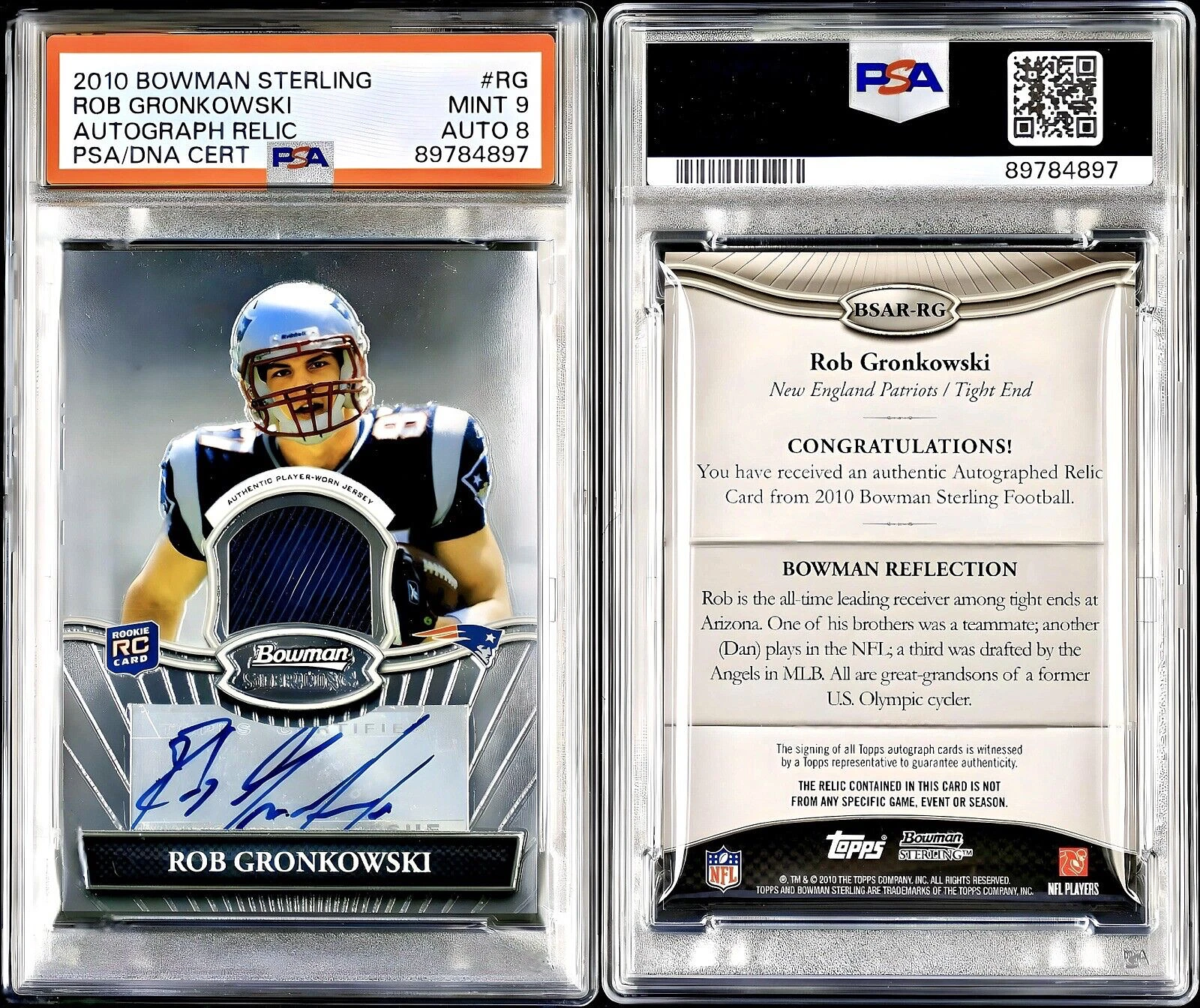 Rob Gronkowski Bowman Sterling Autograph Relic #RG Base