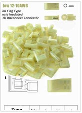 12-10AWG Nylon Flag Female Insulated Wire Crimp Connector Spade Terminals Yellow