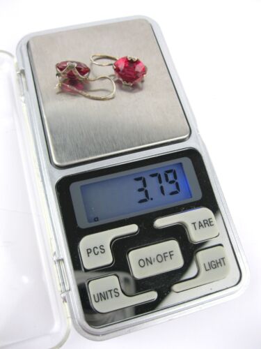 EARRINGS SILVER 875 Ruby corundum stones Soviet Union USSR Vintage Original - Picture 2 of 23