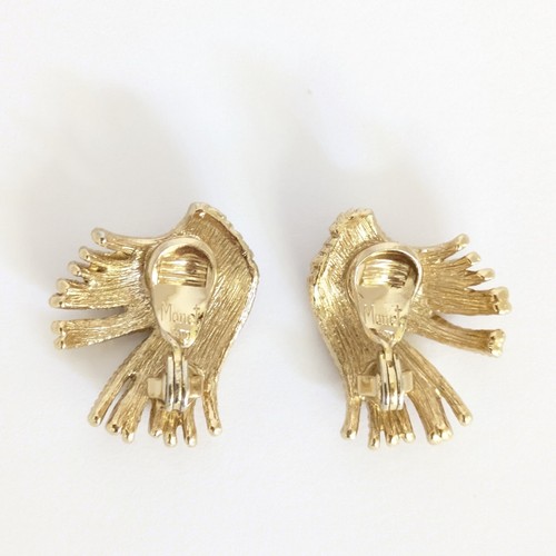 Vintage Monet Mirador Spray goldfarbene Heuhaufen Ohrclips 60er Jahre signiert - Bild 8 von 10