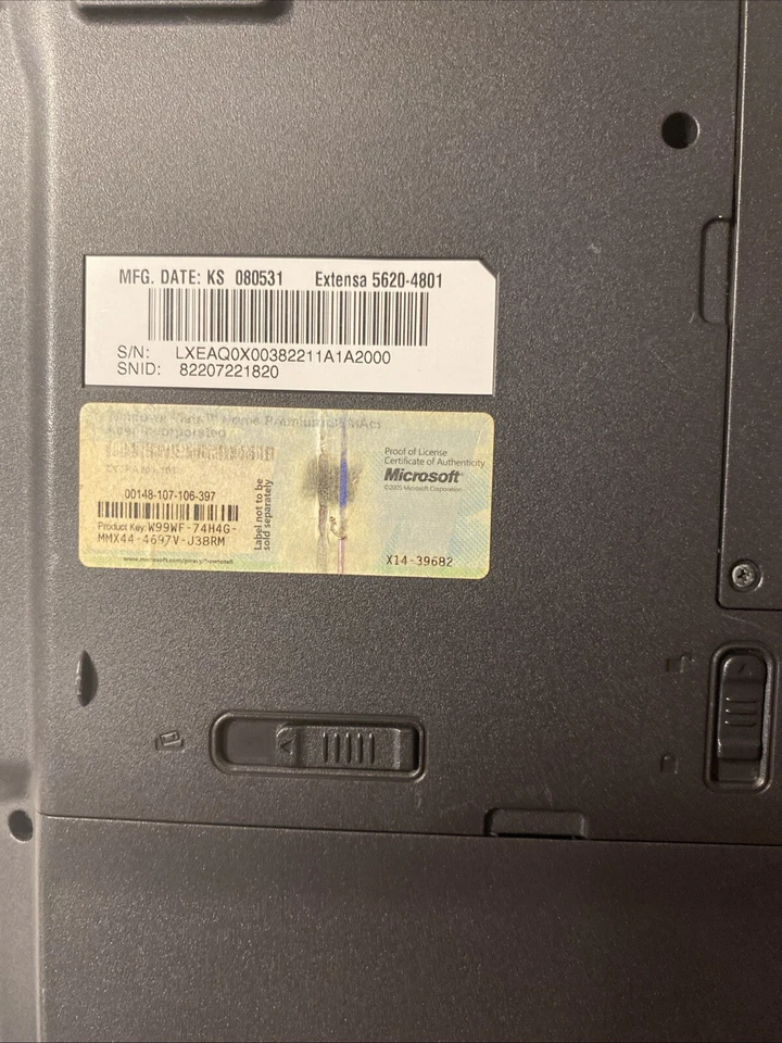 Notebook Acer Extensa 5620/5220 Series - Para Peças/Reparo - Imagem 4 de 4