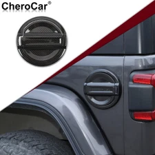 For Jeep Wrangler JL 4Xe Door Gas Tank Cap Cover Fuel Filler Trim Carbon Fiber 