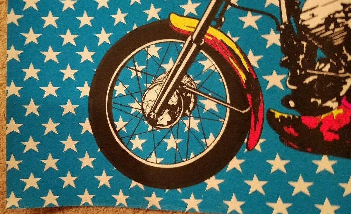 希少 ポパイ オリーブ 70s ブラックライトEASY•RIDER1947 Easy Rider 1947 Vintage Black Light Poster With Popeye
